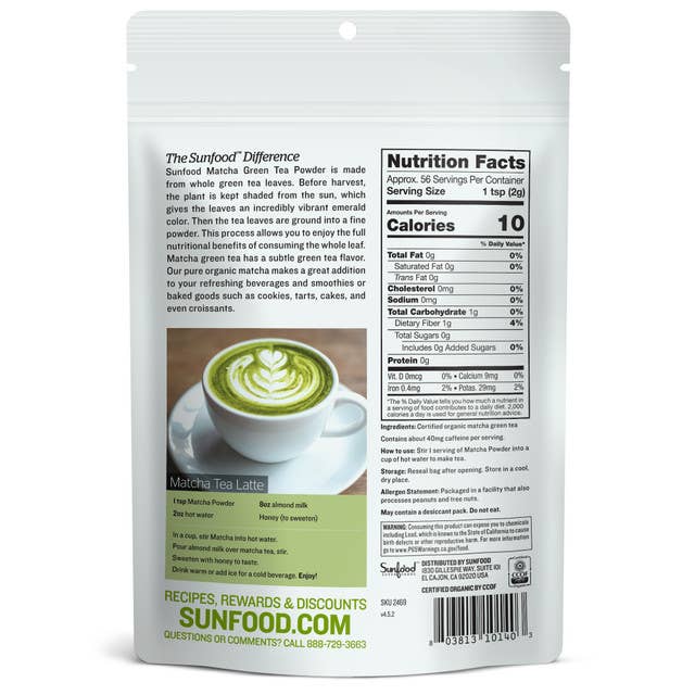 Matcha Green Tea Powder, 4oz, Organic