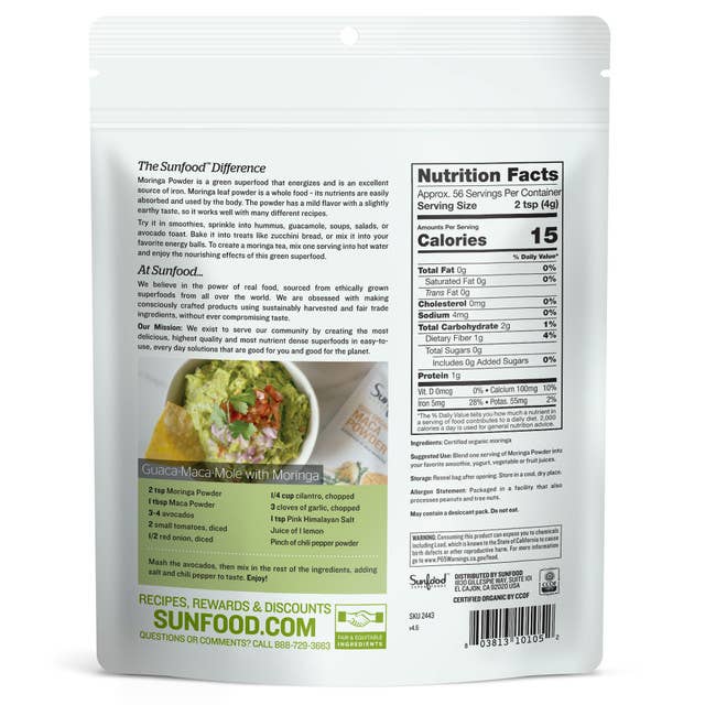 Moringa Leaf Powder, 8oz, Organic