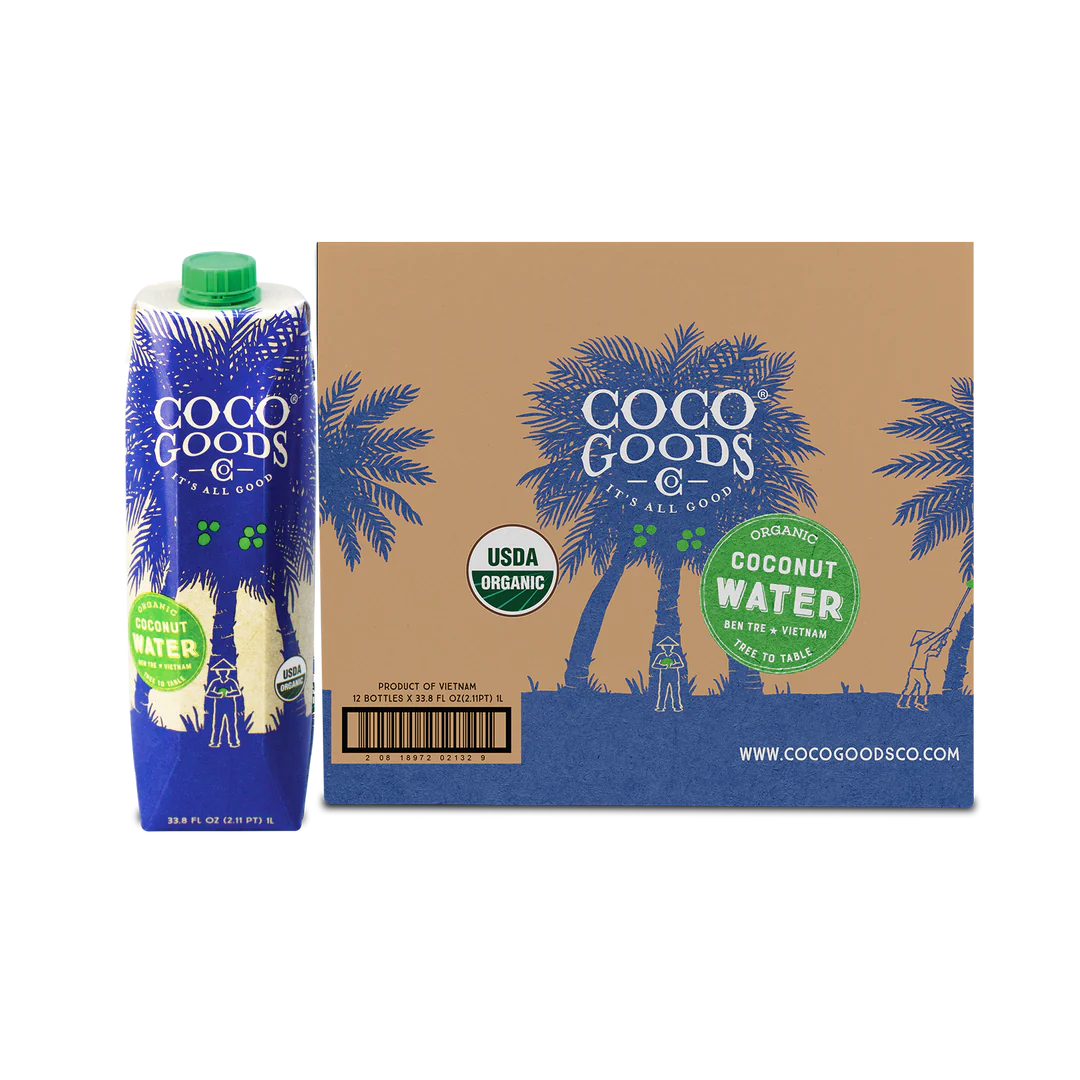 CocoGoodsCo Vietnam Single-Origin 100% Organic Coconut Water, Non-GMO, Never from Concentrate (33.8 fl. oz/1 liter, )