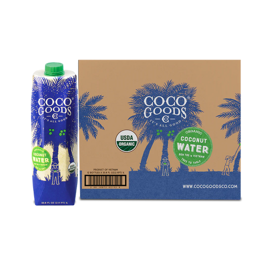 CocoGoodsCo Vietnam Single-Origin 100% Organic Coconut Water, Non-GMO, Never from Concentrate (33.8 fl. oz/1 liter, )