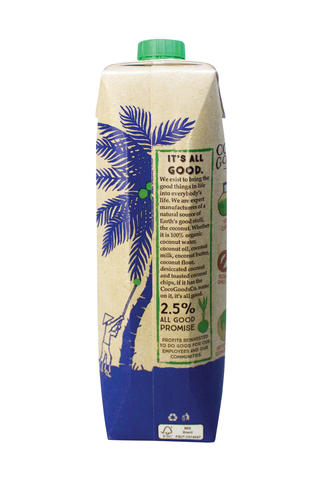 CocoGoodsCo Vietnam Single-Origin 100% Organic Coconut Water, Non-GMO, Never from Concentrate (33.8 fl. oz/1 liter, )