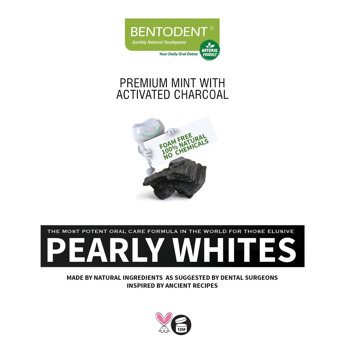 Bentodent Activated Charcoal with Mint Natural Toothpaste